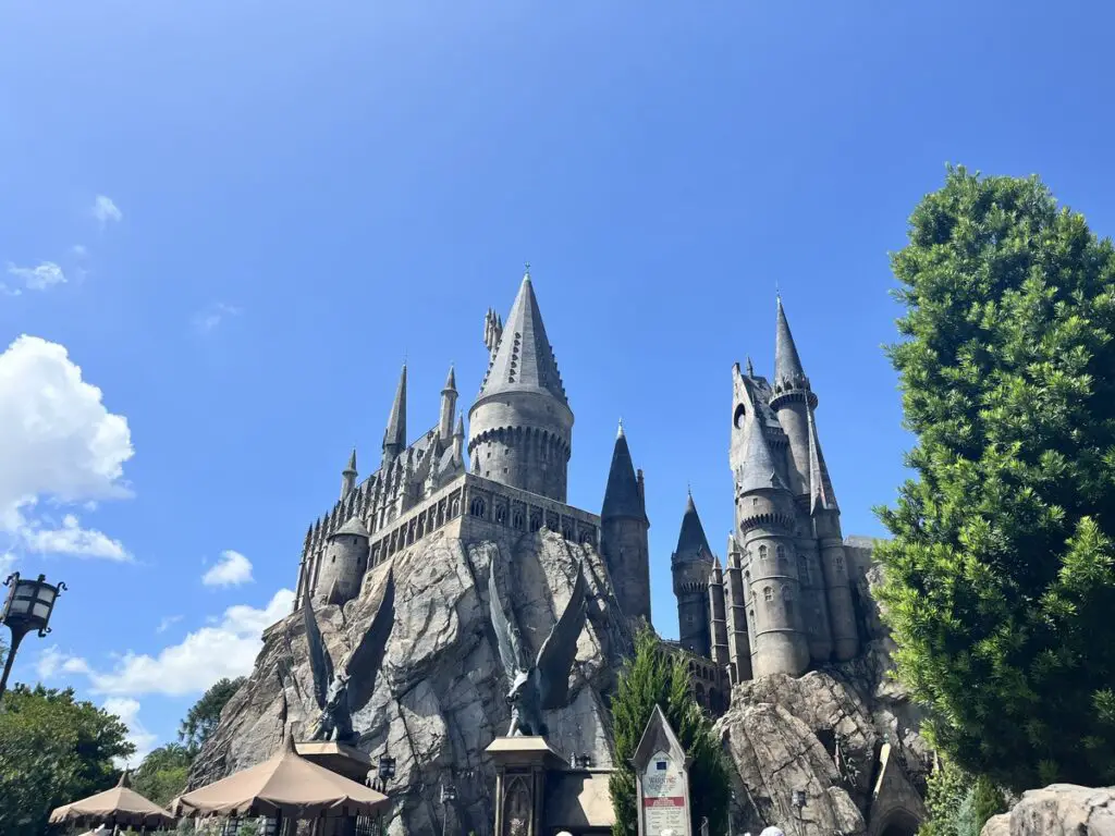 front view of Hogwarts castle and entrance to the Forbidden Journey ride at Universal's Islands of Adventure